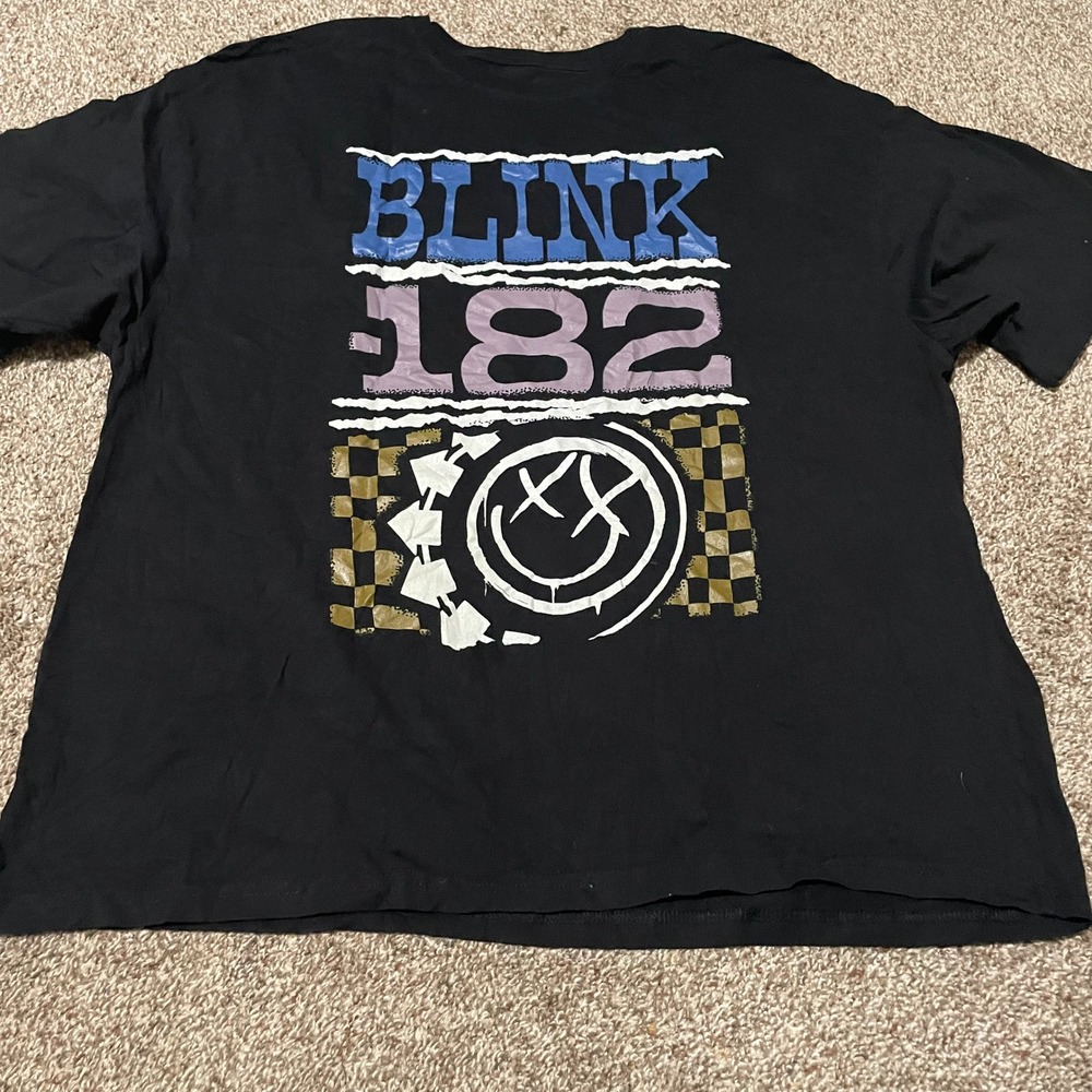 Blink 182 Band T Shirt Black Graphic Tee Womens XL